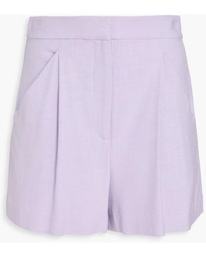 Veronica Beard Elbe Pleated Crepe Shorts - Purple