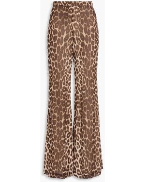 Zimmermann Leopard-Print Georgette Flared Trousers - Natural