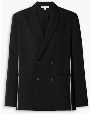 DIOTIMA Hodges Double-breasted Embroidered Wool-twill Blazer - Black