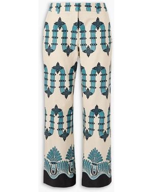 La DoubleJ 24/7 Printed Cotton-Blend Twill Slim-Leg Pants - Blue