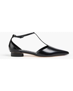 STUDIO AMELIA Gisele Glossed-Leather Point-Toe Flats - Black