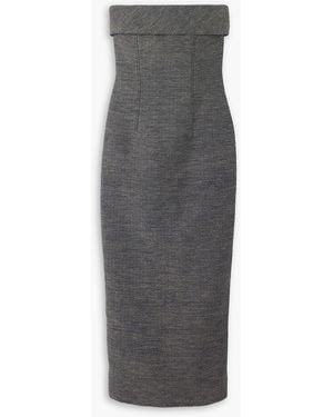 Emilia Wickstead Keeley Strapless Cotton-blend Tweed Midi Dress - Gray