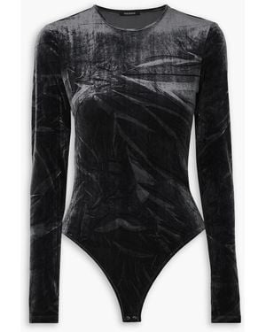 Goldsign The Wheeler Stretch-velvet Bodysuit - Black