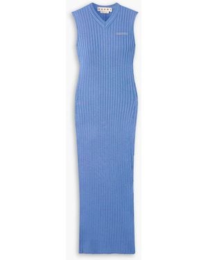 Marni Ribbed-knit Midi Dress - Blue