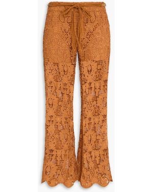 Zimmermann Macramé Lace Flared Trousers - Orange