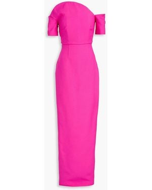 Roland Mouret Off-the-shoulder Wool And Silk-blend Crepe Maxi Dress - Pink