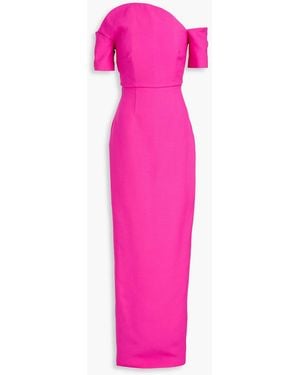 Roland Mouret Off-the-shoulder Wool And Silk-blend Crepe Maxi Dress - Pink