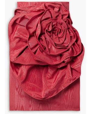 Huishan Zhang Clarisse Strapless Appliquéd Cotton-Blend Moire Mini Dress - Red