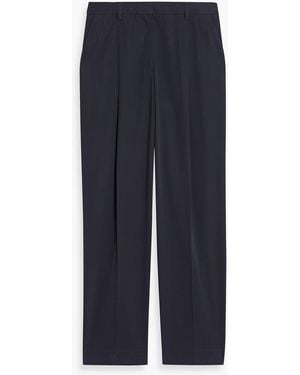 TOTEME Pleated Cotton-Twill Straight-Leg Trousers - Blue