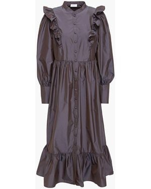 Ghost Verona Ruffled Taffeta Midi Shirt Dress - Purple