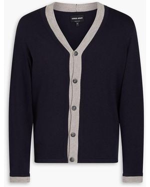 Giorgio Armani Cotton And Cashmere-Blend Cardigan - Blue