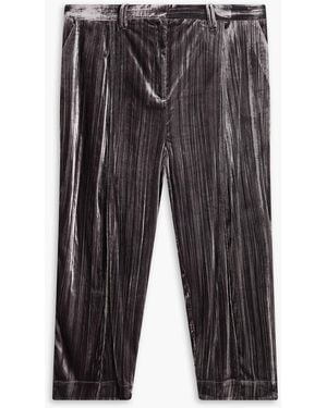 Ganni Velvet Tapered Trousers - Grey