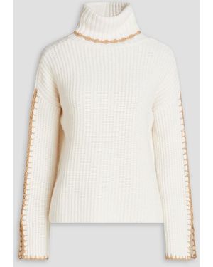 Autumn Cashmere Ribbed-knit Turtleneck Sweater - White