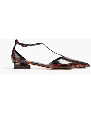 STUDIO AMELIA Giselle Tortoiseshell-print Patent-leather Point-toe Flats - Black