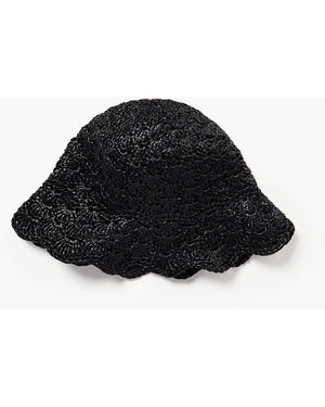 Red(V) Faux Raffia Hat - Black