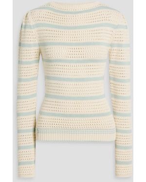 PUCCI Striped Open-Knit Cotton-Blend Sweater - Natural