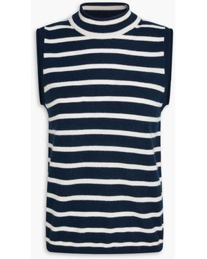 Veronica Beard Mahalia Striped Cashmere Vest - Blue