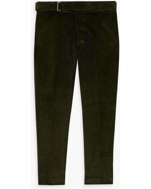 Officine Generale Hoche Belted Cotton-Corduroy Pants - Green