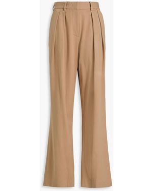STAUD Luisa Pleated Twill Wide-leg Trousers - Natural