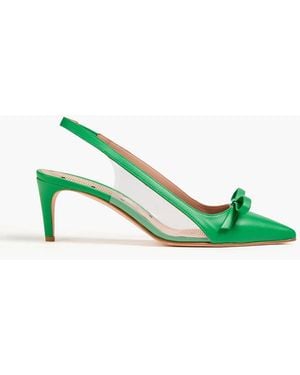 Red(V) Bow-detailed Pvc And Leather Slingback Pumps - Green