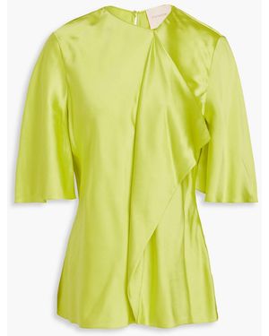 ROKSANDA Ruffled Silk-satin Blouse - Yellow