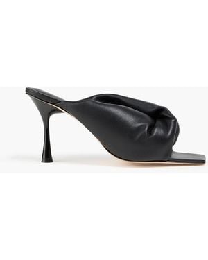 STUDIO AMELIA Croissant 90 Twisted Padded Leather Mules - Black