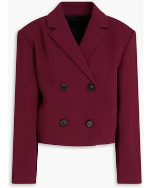 Theory Cropped Double-breasted Crepe Blazer - Red