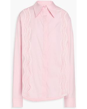Anna Quan Hunter hemd aus stretch-baumwollpopeline mit spitzenbesatz - Pink
