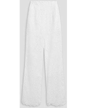 Charo Ruiz Brigid Broderie Anglaise Cotton-Blend Wide-Leg Pants - White