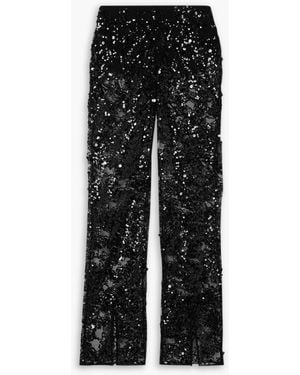 Siedres Embellished Tulle Flared Trousers - Black