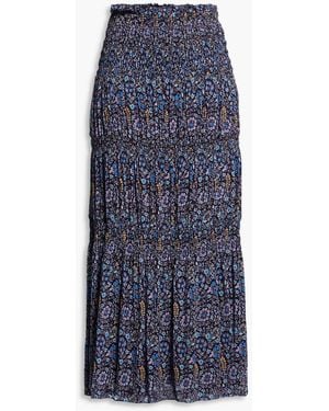Isabel Marant Nunca Tiered Printed Crepe Maxi Skirt - Blue