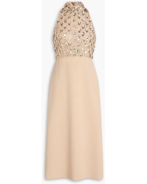 Jenny Packham Verziertes midikleid "aureila" aus crêpe mit tülleinsätzen - Natur