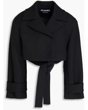 Jacquemus Cropped Wool-twill Jacket - Black