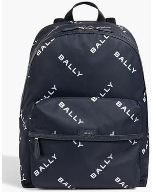 Bally Leather-Trimmed Logo-Print Shell Backpack - Blue