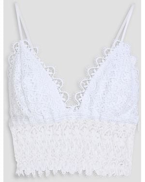Charo Ruiz Delia Cropped Guipure Lace Cotton-Blend Top - White