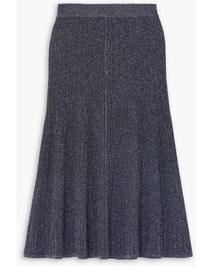JOSEPH Pleated Lurex Midi Skirt - Blue