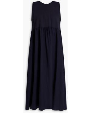 Eileen Fisher Cotton-Poplin And Jersey Midi Dress - Blue