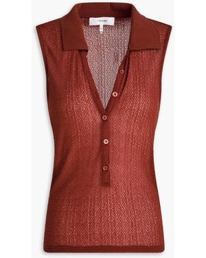 FRAME Stretch-Lace Top - Red