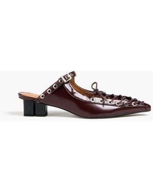 Ganni Lace-up Mules - Brown