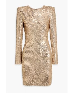 Naeem Khan Sequined Stretch-tulle Mini Dress - Natural