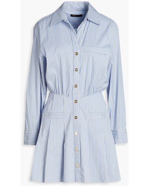 Maje Striped Cotton-blend Mini Shirt Dress - Blue