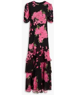 RIXO London Evelyn Floral-print Georgette And Jersey Maxi Dress - White