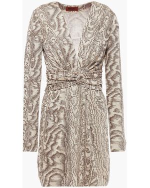 Missoni Twist-front Metallic Crochet-knit Mini Dress - Natural