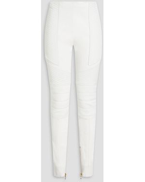 Balmain Quilted Leather Skinny Pants - White