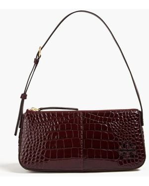 Tory Burch Mcgraw Croc-effect Leather Shoulder Bag - Purple