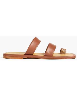 Rejina Pyo Smooth And Snake-effect Leather Sandals - Brown