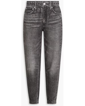Rag & Bone Miramar Denim-Effect Print French Cotton-Terry Track Pants - Grey