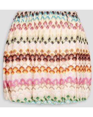 Missoni Striped Crochet-Knit Mini Skirt - Grey