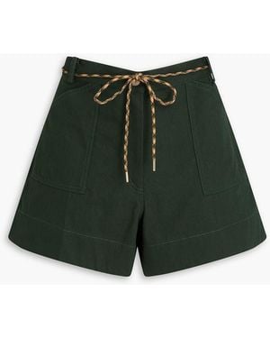 Sandro Belted Cotton-Canvas Shorts - Green
