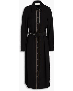 Zimmermann Belted Chain-Embellished Crepe Midi Shirt Dress - Black
